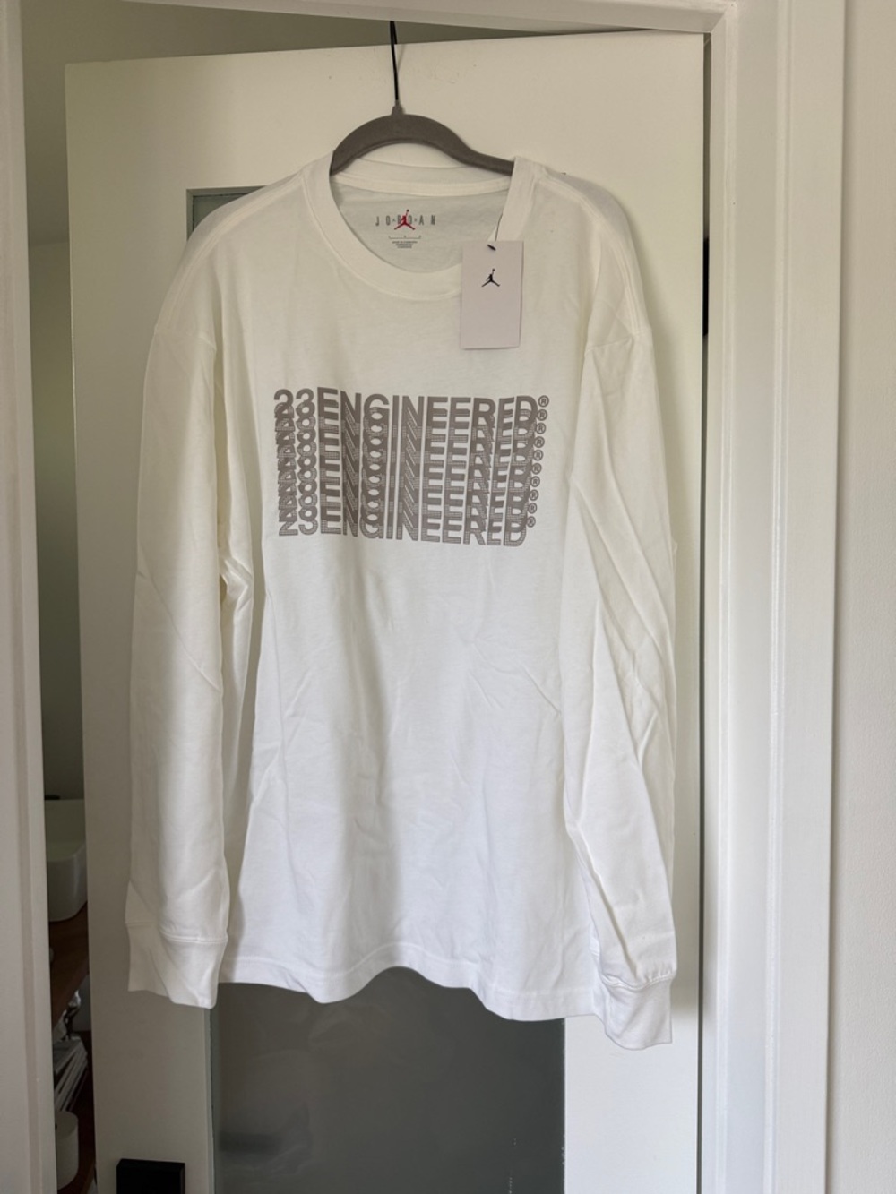 Jordan White Tee with Gray ENGINEERED Graphic